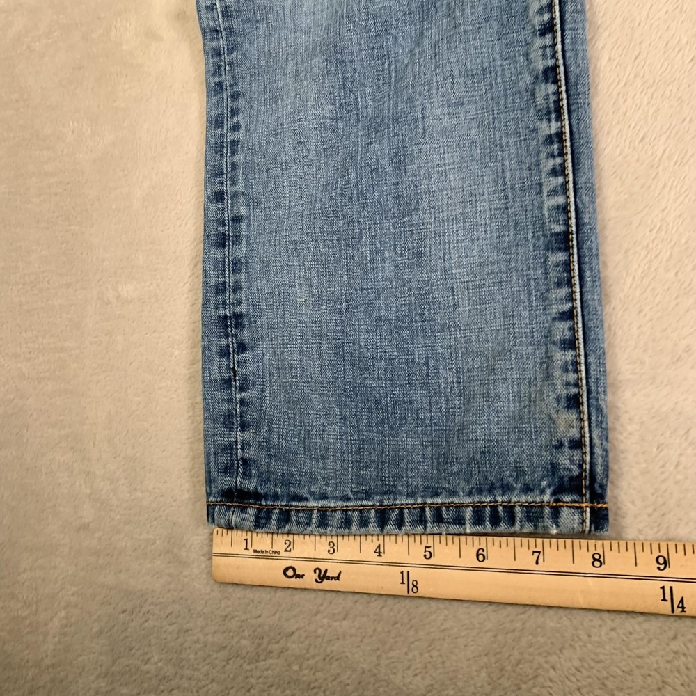 Lucky Brand Jeans Mens 34x30 Light Blue 221 Original Straight Distressed‎ Denim - Picture 6 of 15